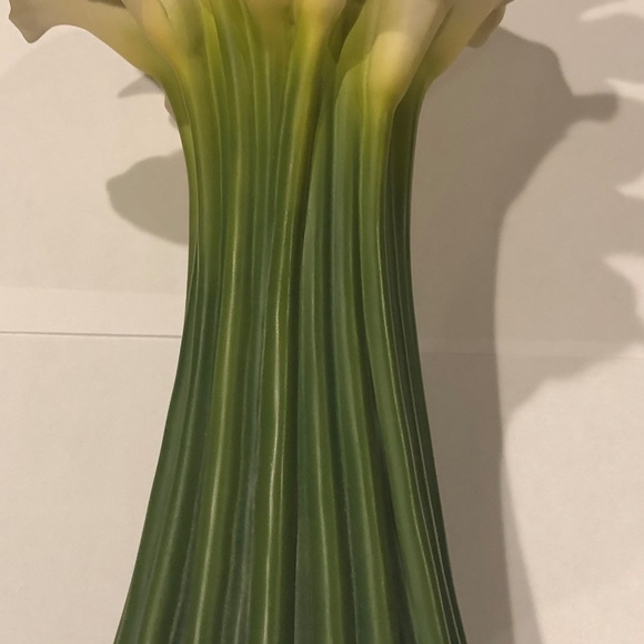 VTG Ibis & Orchid Calla Lily #301 Hand Cast Bonded Painted Marble Art Vase 13" - Picture 10 of 12